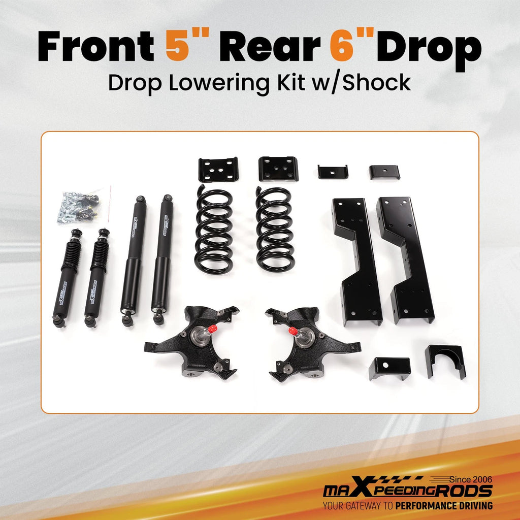 Lowering Shock Kit 5" Front 6" Rear for Silverado Sierra C1500 (1988–1998)