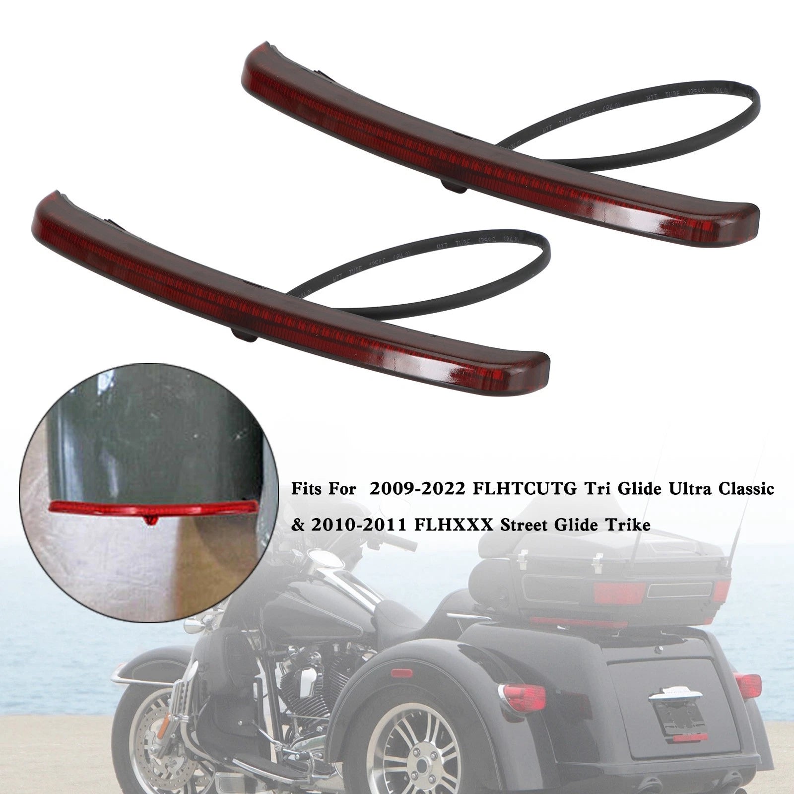LED Rear Fender Blades Tail Light for Touring Trike Glide (2009–2022)