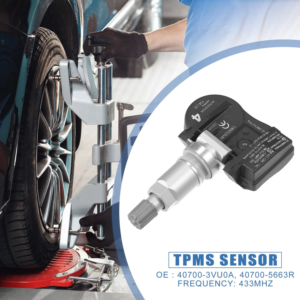 Set of 4 TPMS Sensors 40700-3VU0A for Nissan Qashqai (2013–2015) 433MHz