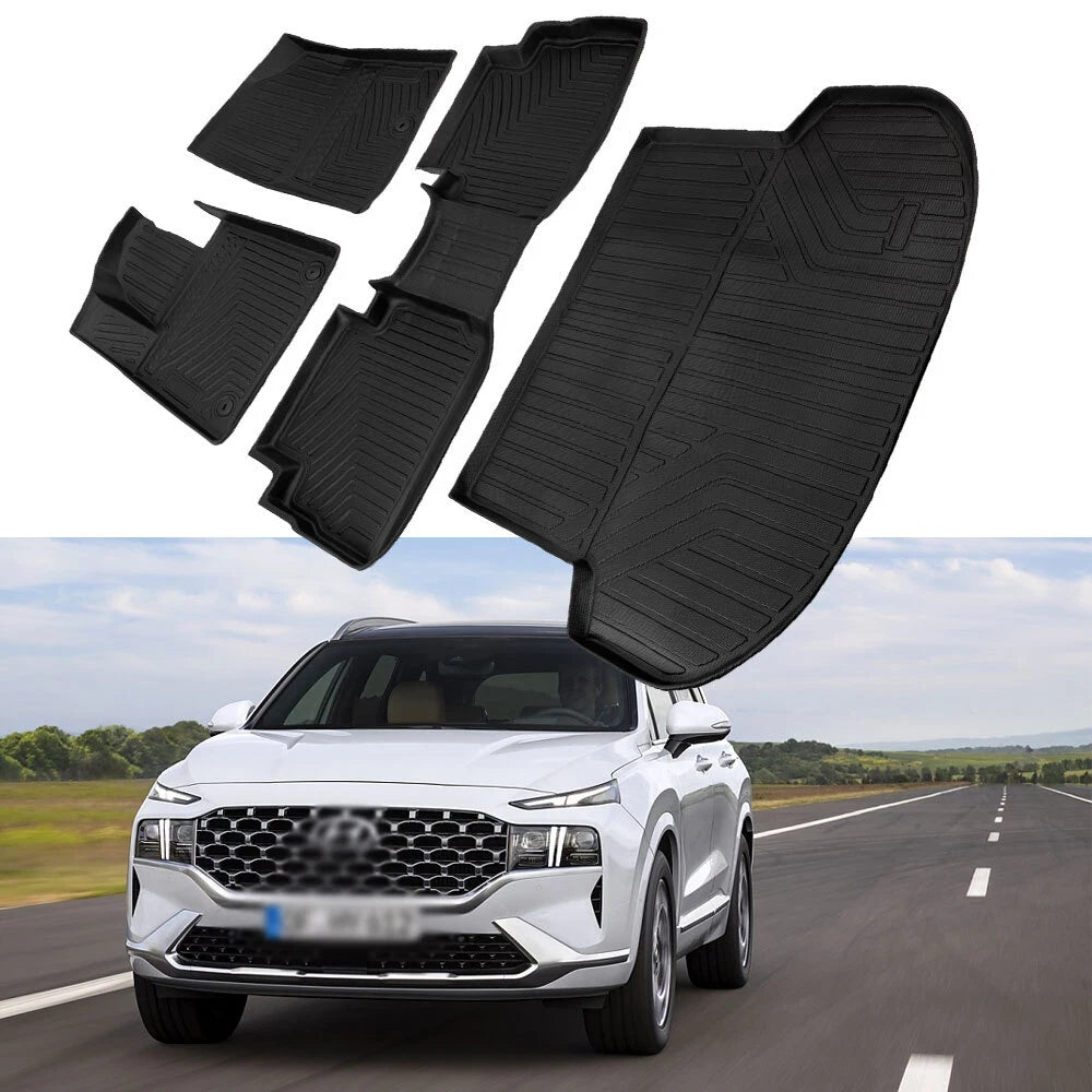 Set of 2 3D Floor Mats + Cargo Liner for Hyundai Santa Fe (2021–2023)