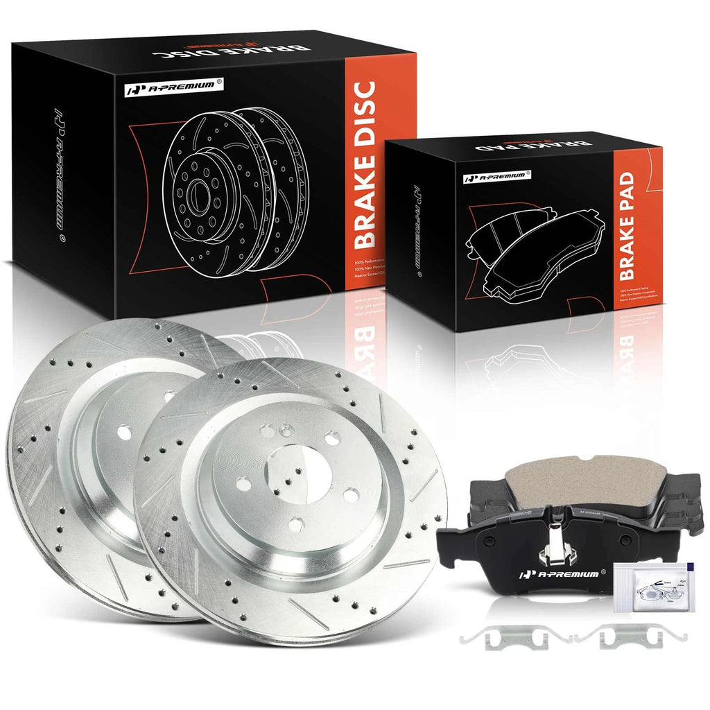 Set of 6 Rear Drilled Rotors & Ceramic Brake Pads for Mercedes S350 SL550 (2006–2010)