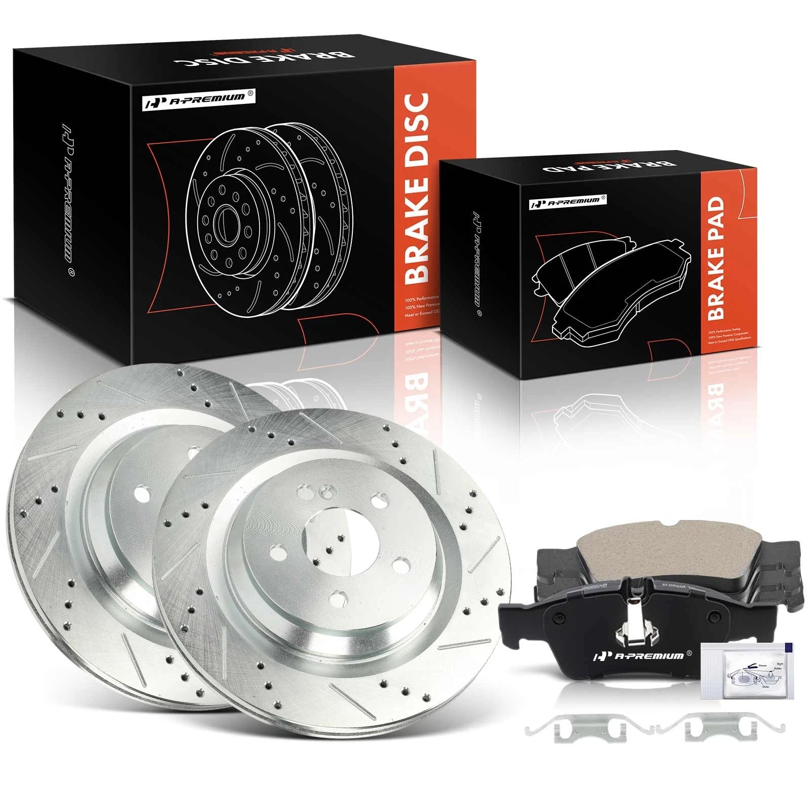 Set of 6 Rear Drilled Rotors & Ceramic Brake Pads for Mercedes S350 SL550 (2006–2010)