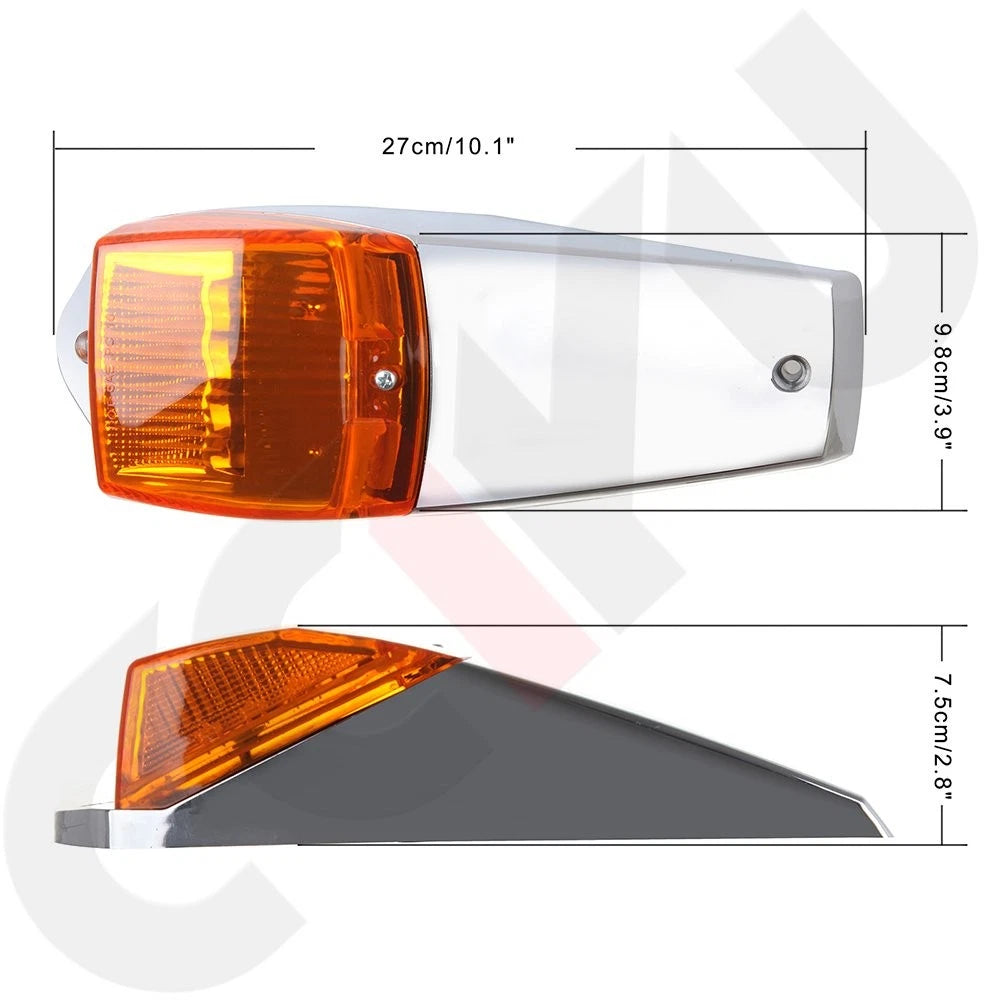 Set of 7 Yellow Cab Marker Clearance Lights Chrome for Freightliner Peterbilt (2017)