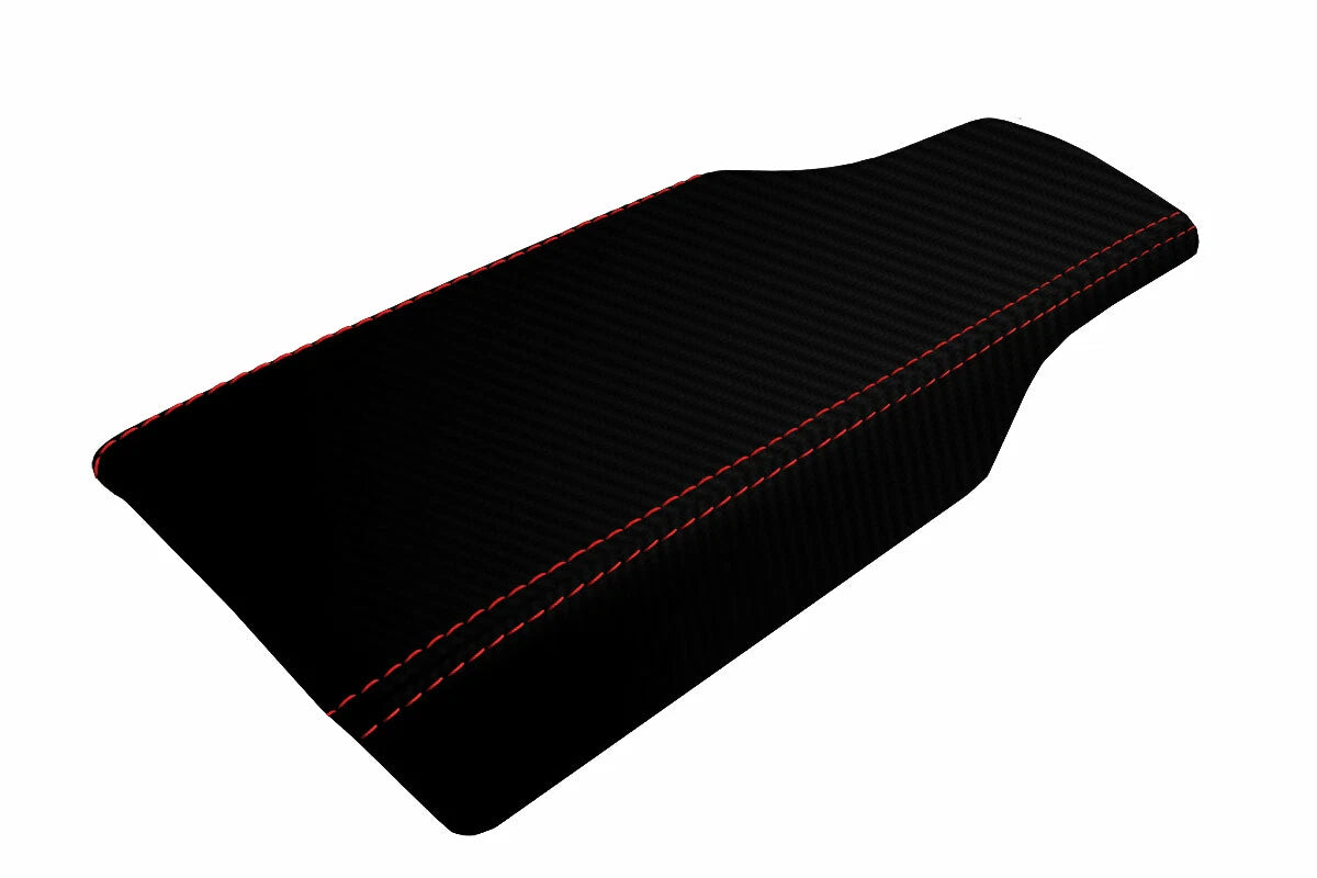 Console Lid Armrest Cover for Porsche 987 (2005–2012) Carbon Fiber Red Stitch