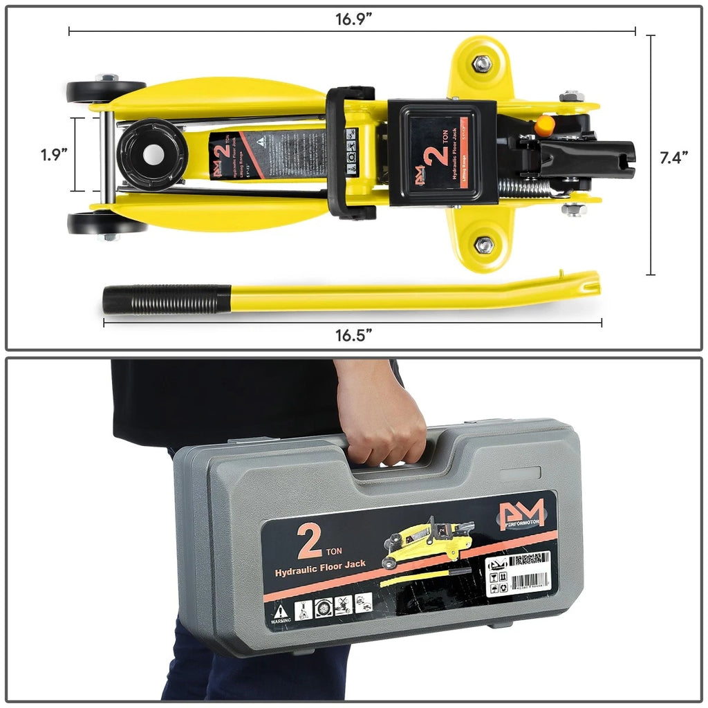 2 Ton Hydraulic Floor Jack for Universal Use (5.1-13 in, 4000 lbs Capacity)