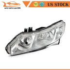 Set of 2 Chrome Housing Headlights for Honda Civic Sedan (2006–2011)