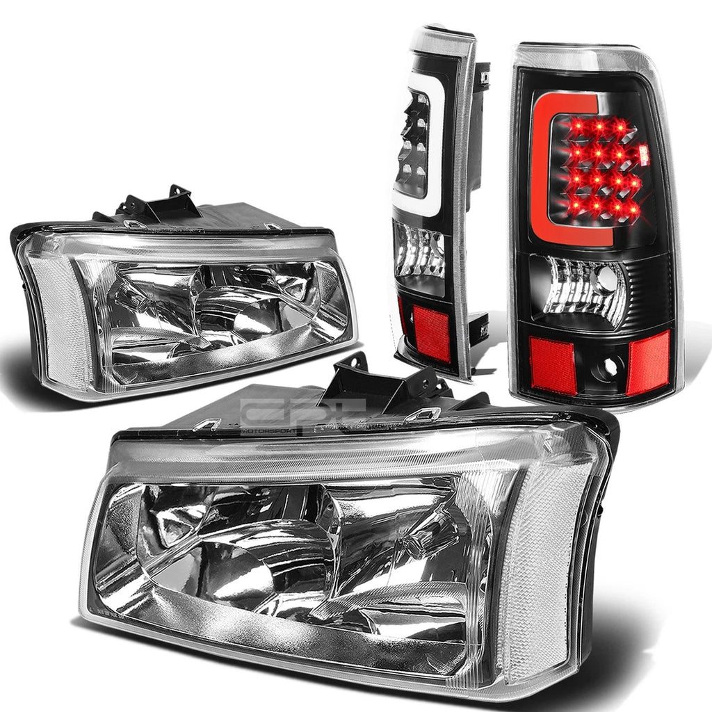 Chrome Clear Corner Headlight & Black 3D LED Tail Light for Silverado (2003–2007)