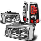 Chrome Clear Corner Headlight & Black 3D LED Tail Light for Silverado (2003–2007)