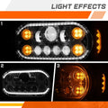 LED DRL Projector Chrome Headlights Turn Signal Lamps for Peterbilt 359 (1967–1987)