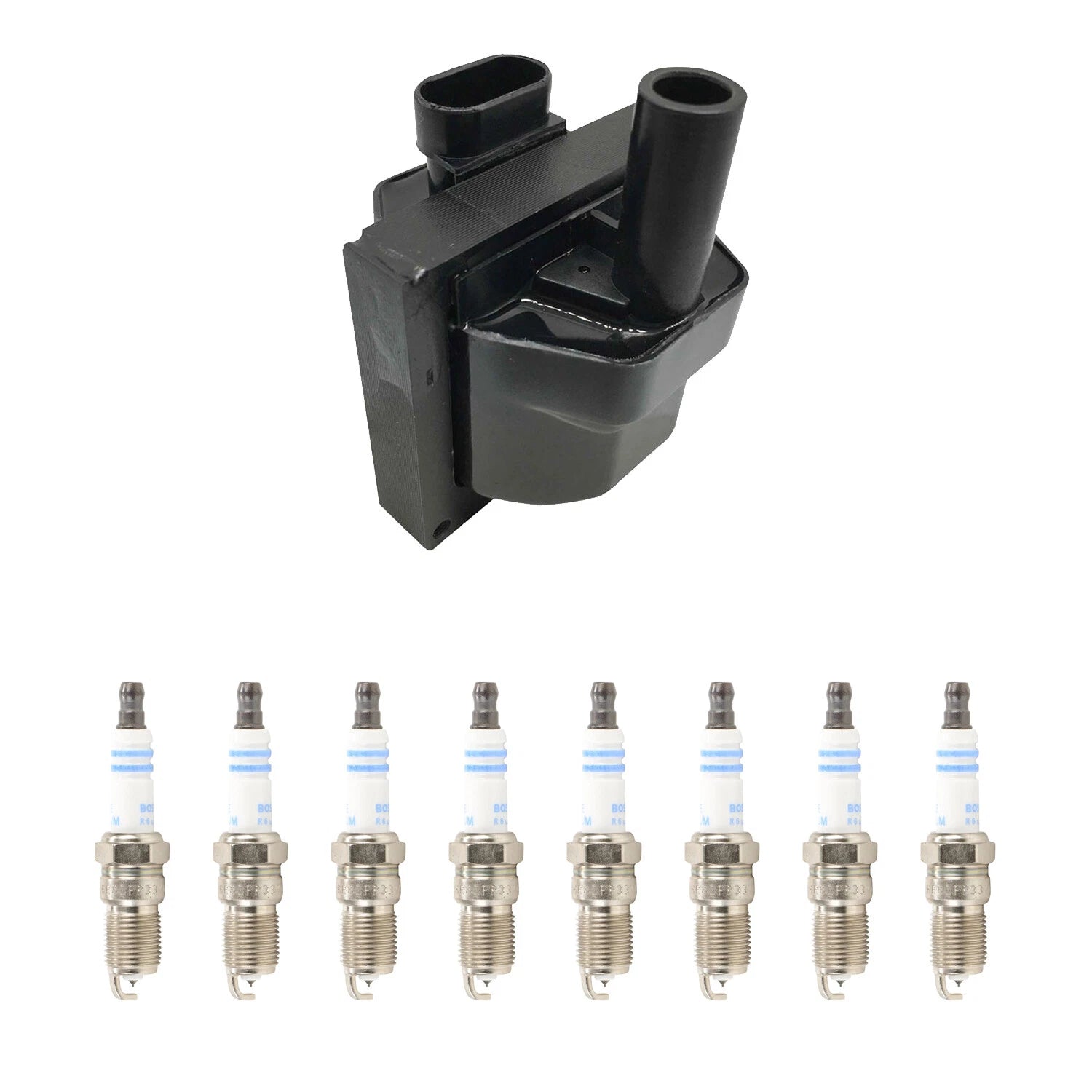 Set of 8 Hitachi Ignition Coils & Bosch Double Platinum Spark Plugs for C2500 P30