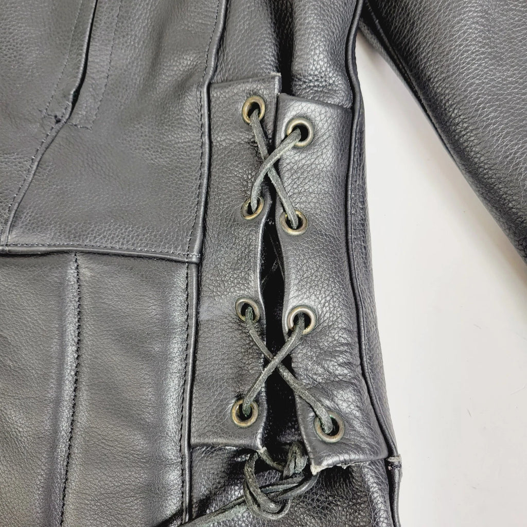 Leather Motorcycle Jacket for Men - Black, Size 50