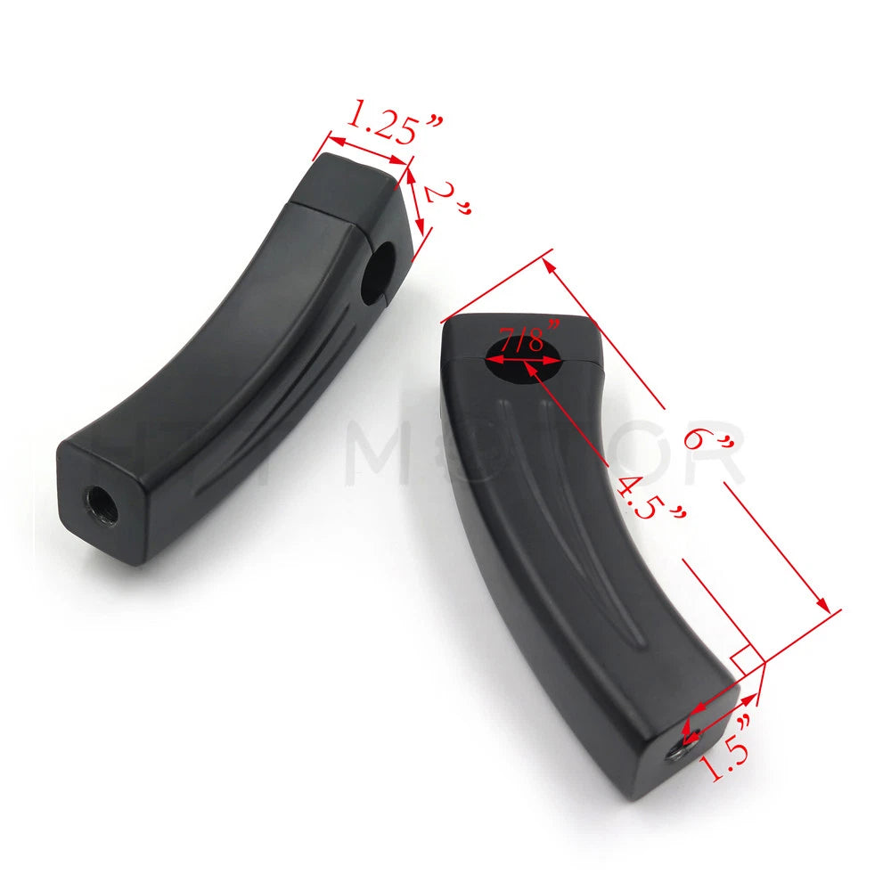 Set of 2 Black 7/8" 22mm Bar Clamp Risers for Dirt Bike ATV Quad