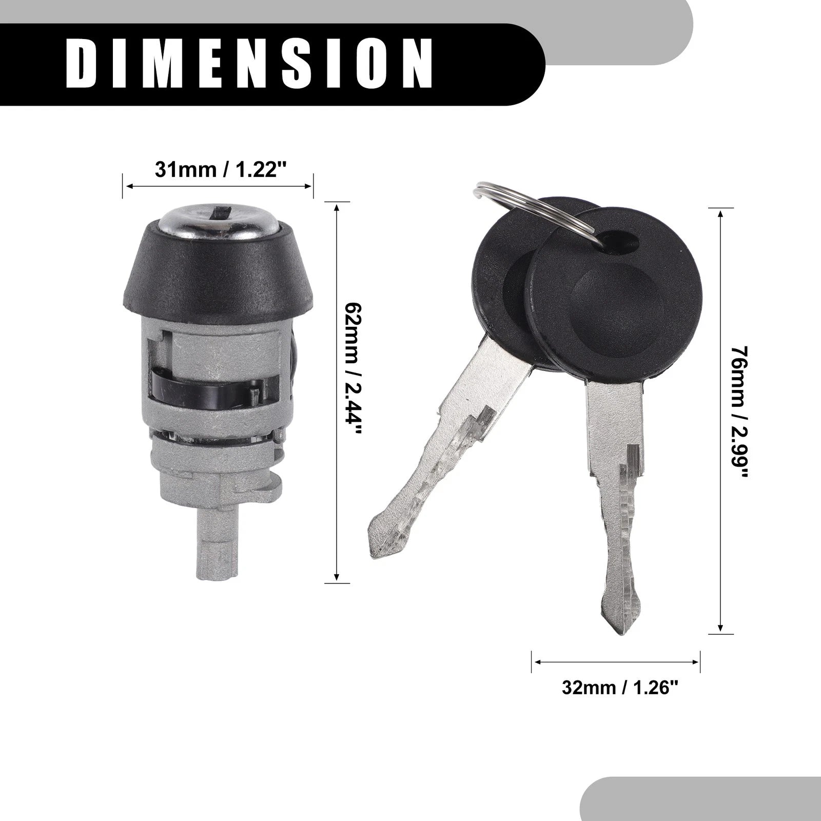 Ignition Starter Switch Lock Cylinder w/ Keys No. 211905855C for Volkswagen (1 Set)