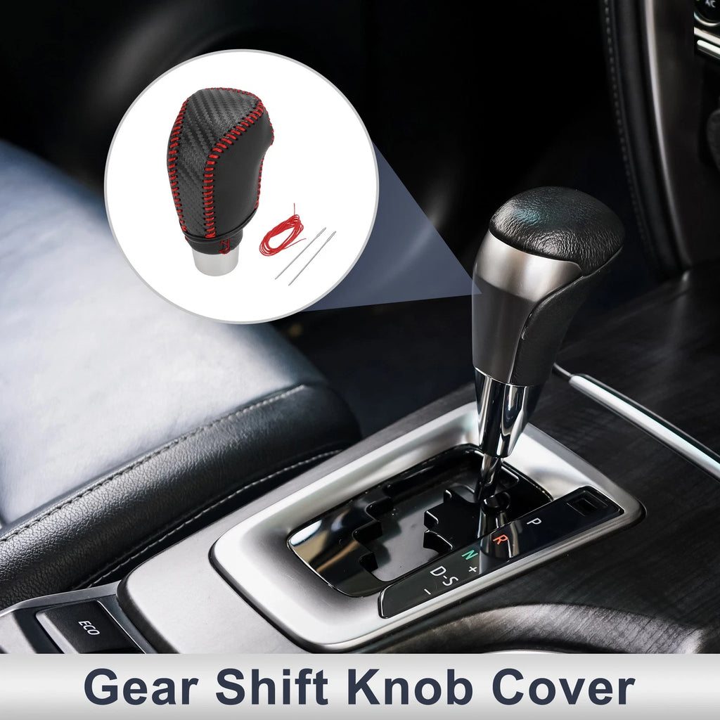 Gear Shift Knob Cover for Toyota Camry (2019–2022) Black Carbon Fiber Red