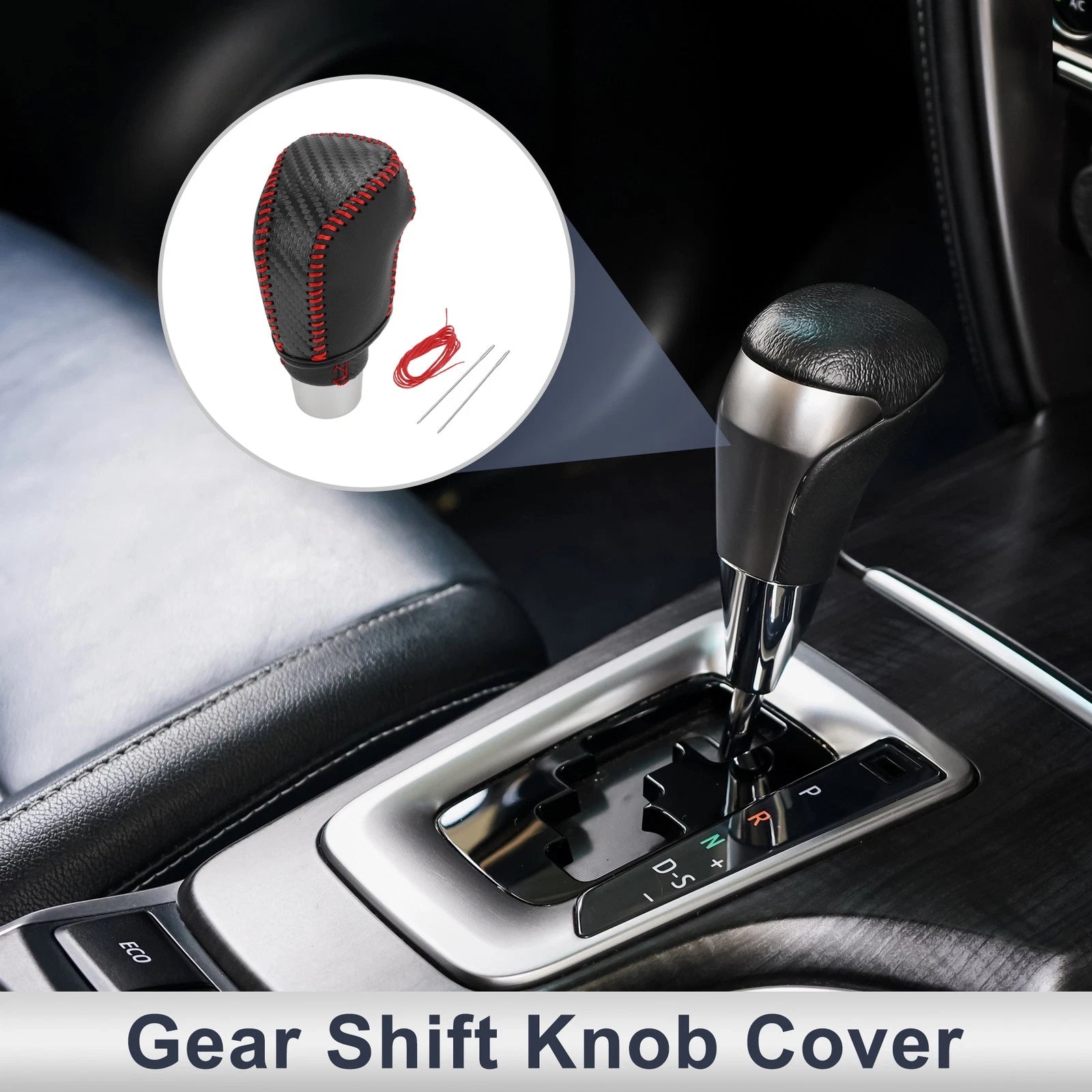 Gear Shift Knob Cover for Toyota Camry (2019–2022) Black Carbon Fiber Red