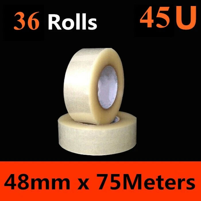 Set of 36 HD Packing Tape 48mm x 75M Transparent Sealing Tapes