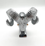 Universal Chrome Metal Ram Head Hood Ornament with Illuminated Eyes (General)