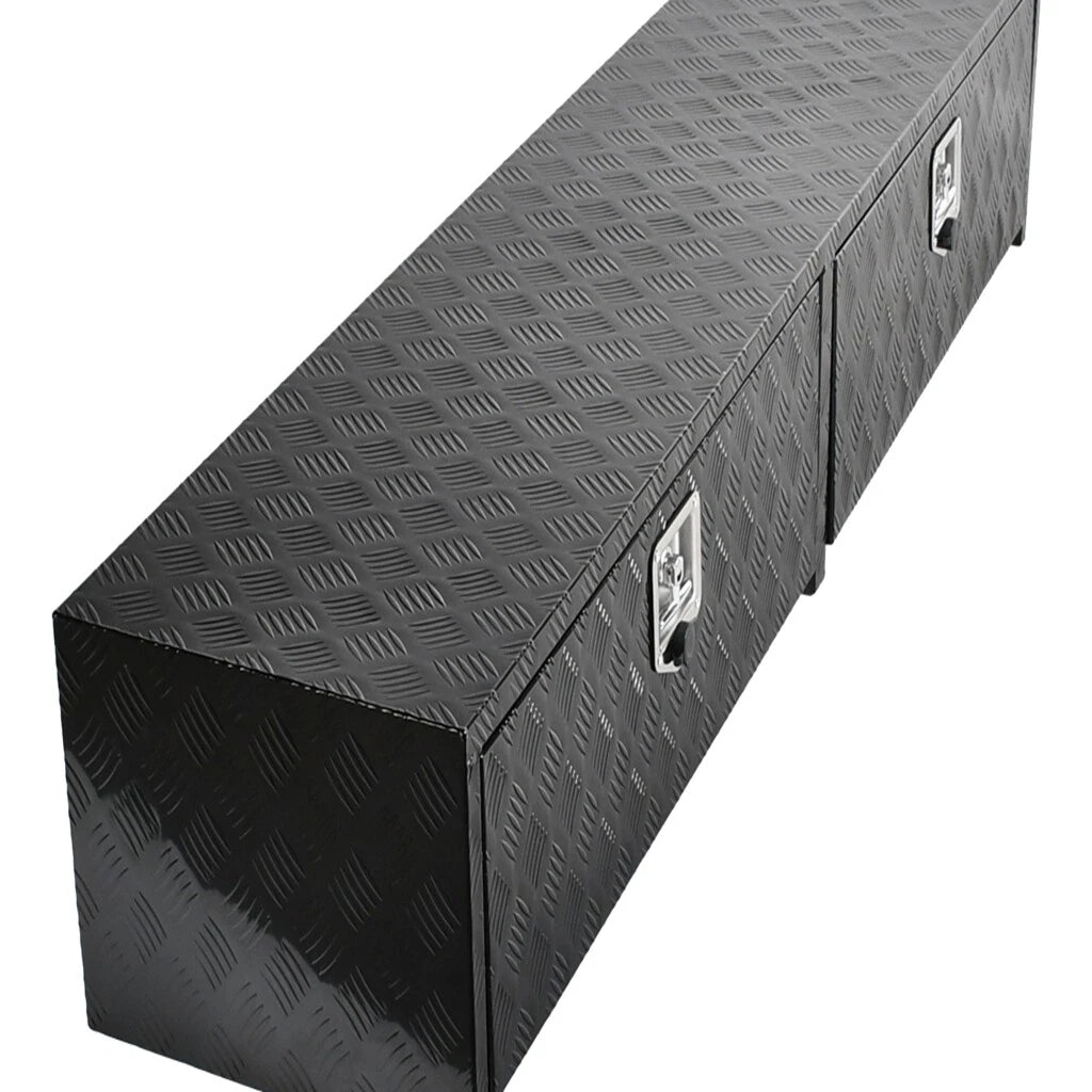 72"x16"x13" Black Diamond Tread Aluminum Truck Box with Flip Doors
