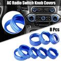 8 Pcs Blue AC Radio Switch Knob Cover for Chevy Silverado, GMC Sierra (2014–2018)