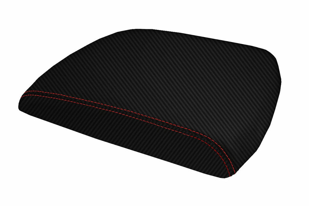 Console Lid Armrest Cover for Dodge Ram (2009–2016) Carbon Fiber Red Stitch