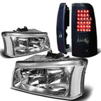 Chrome Clear Corner Headlight & Black Smoked Tail Light Kit for Silverado (2003–2007)