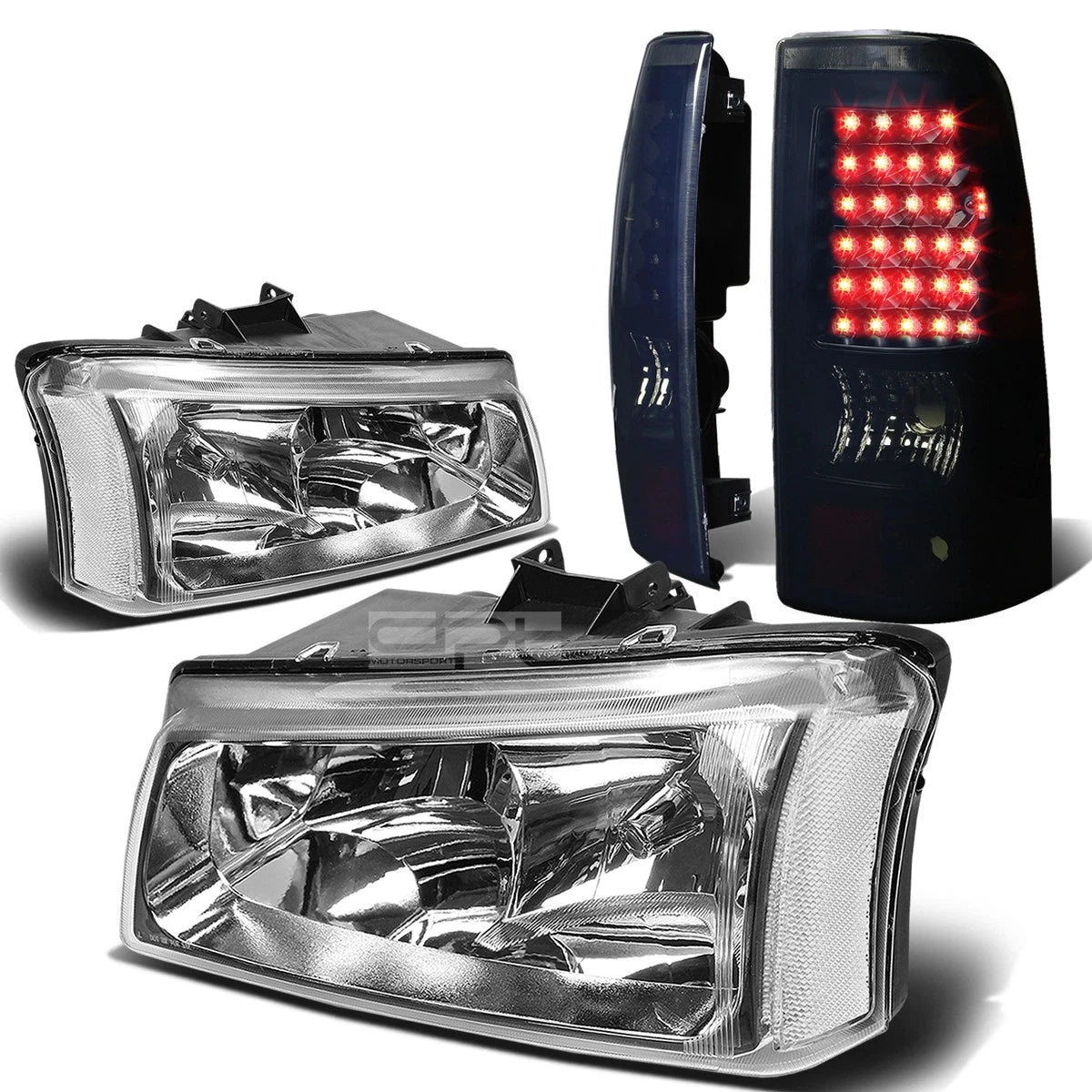 Chrome Clear Corner Headlight & Black Smoked Tail Light Kit for Silverado (2003–2007)
