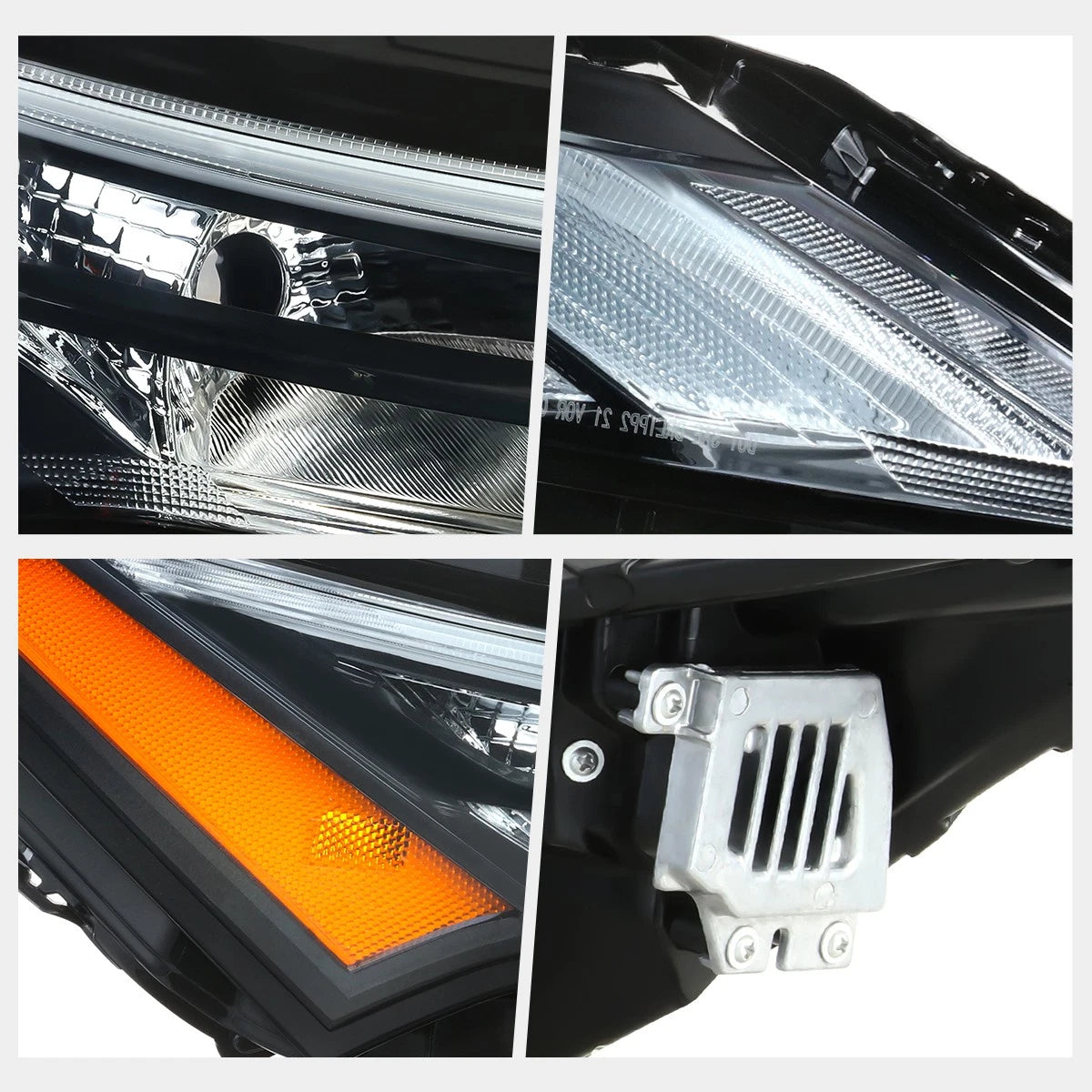 Right Side LED DRL Headlight for Nissan Rogue (2021–2024) Black Housing