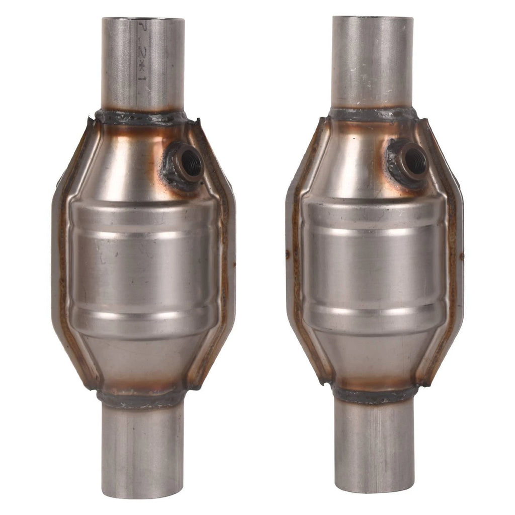 2X 2.25" Inlet/Outlet Catalytic Converter with O2 Port Stainless Steel
