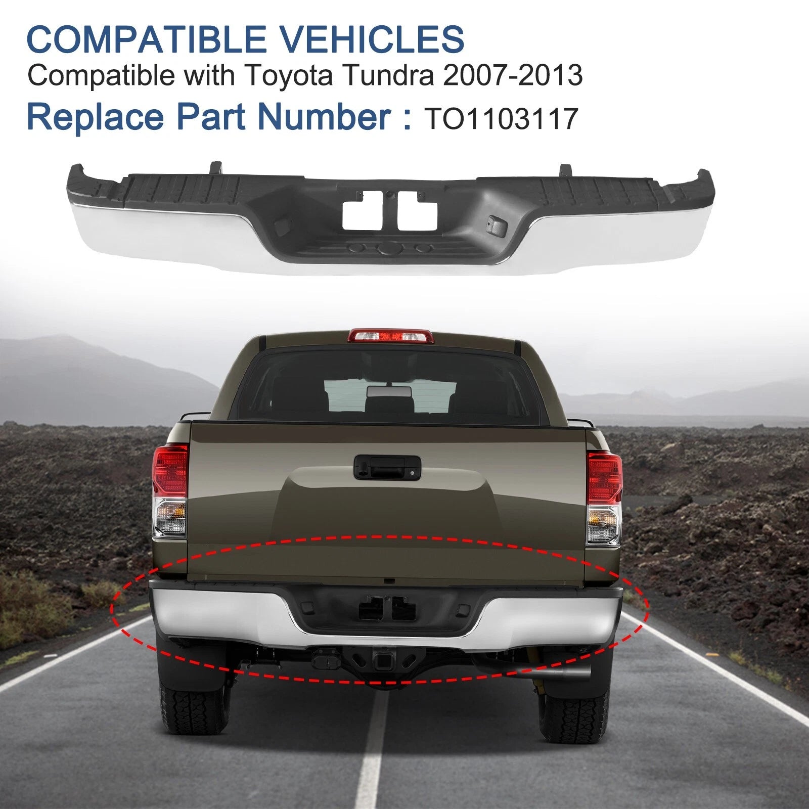 Chrome Rear Step Bumper for Toyota Tundra (2007-2013)