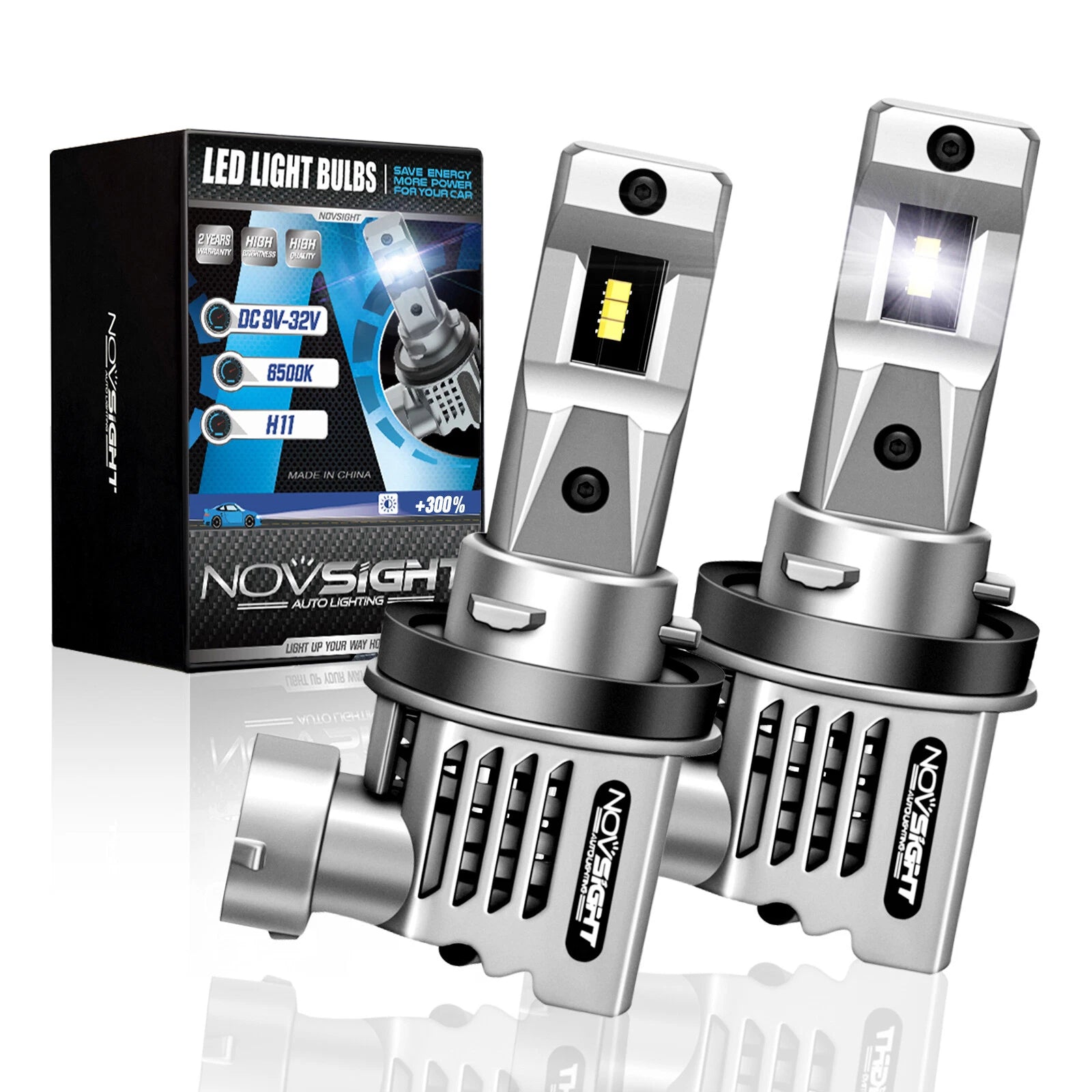 2X LED Headlight Bulbs for NOVSIGHT (6500K, 12000LM, 55W, 9V-32V)