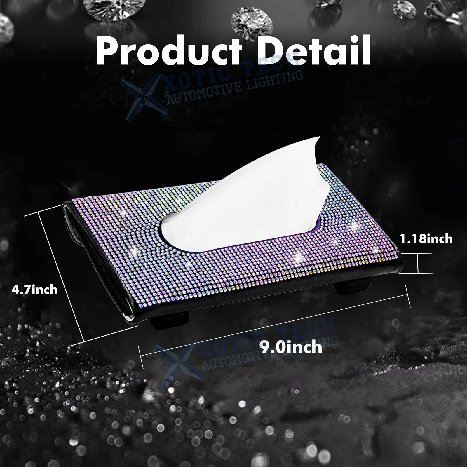 Crystal Car Visor Tissue Dispenser for PU Leather Backseat (2010-2025)