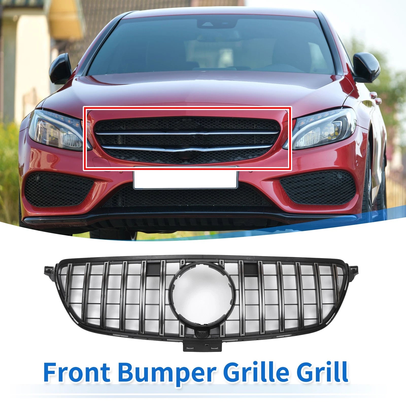 Front Upper Bumper Grille for Mercedes-Benz GLE (2015–2019) Chrome