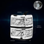 Headlight Replacement for Chevy Silverado (2014–2015) Chrome Housing Clear Corner