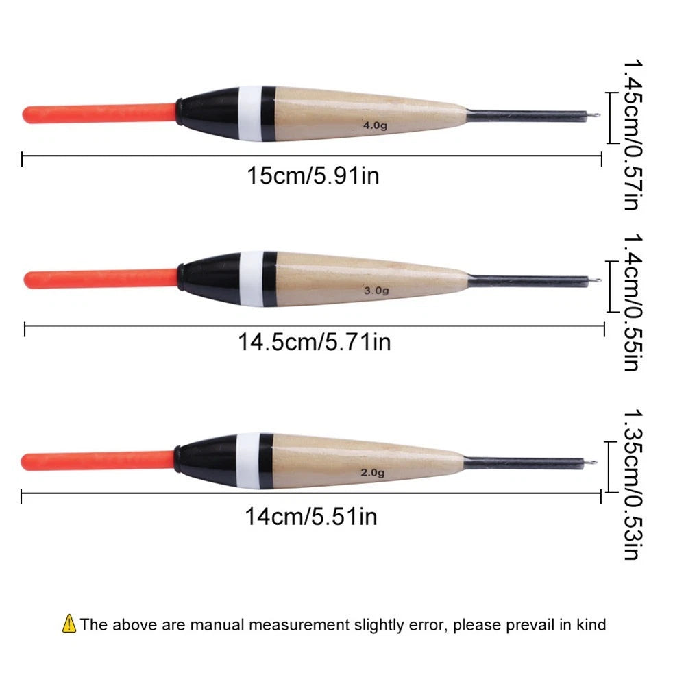5 Pack Balsa Floats for Sea Fishing (2g, 3g, 4g) - Low Light Visibility
