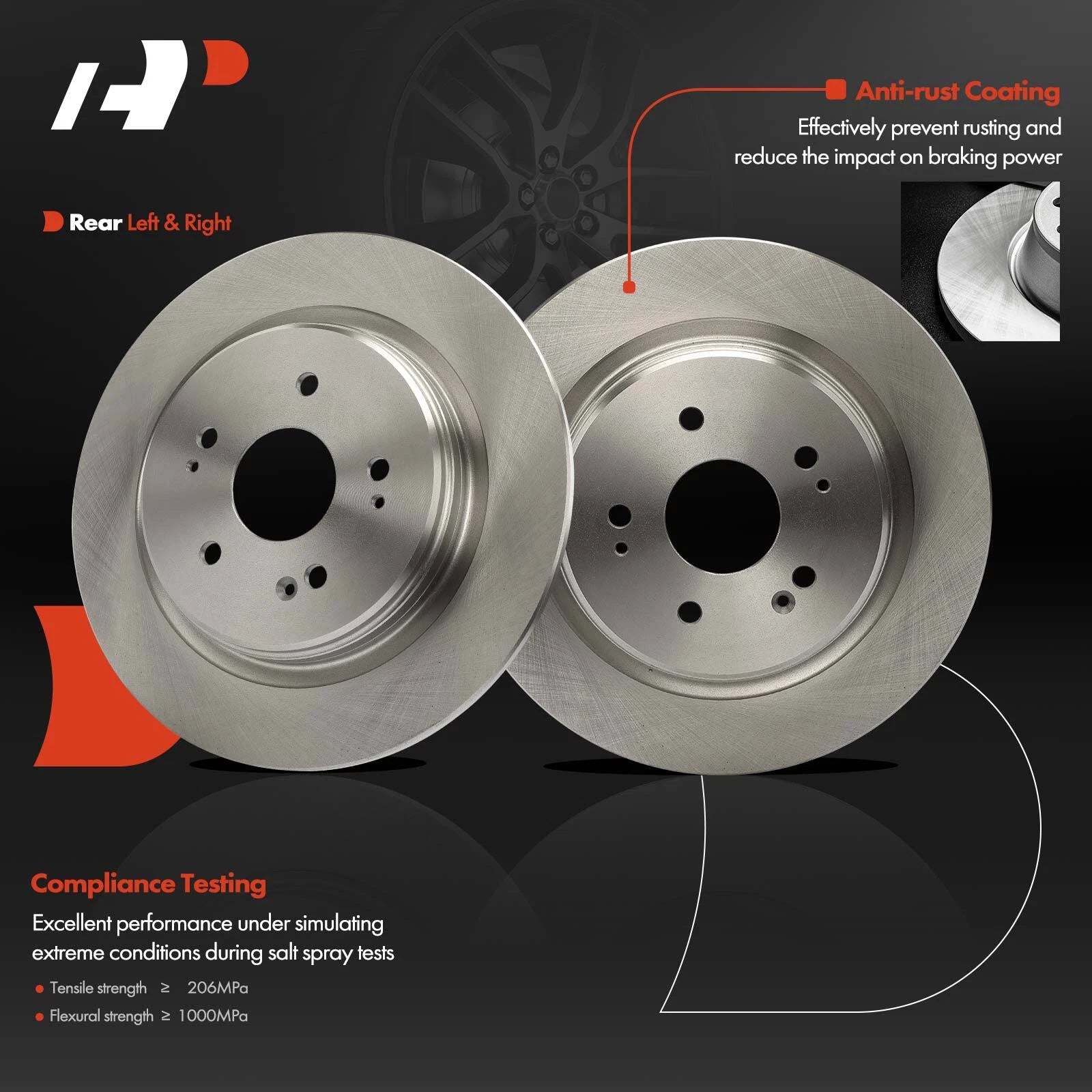 Rear Side Disc Brake Rotors for Honda CR-V (2017–2023) Acura TLX (2015–2020)
