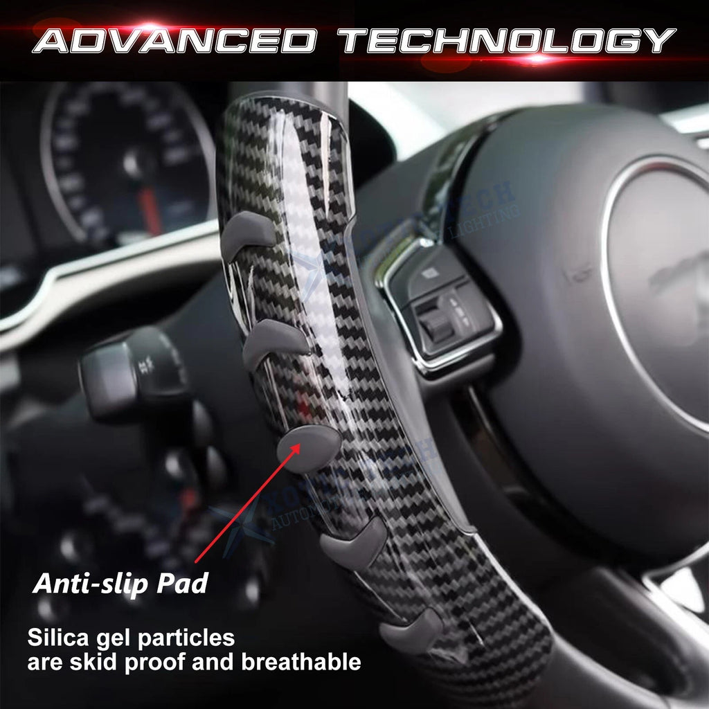 Carbon Fiber Style Steering Wheel Booster for Universal Non-Slip Cover (-)