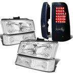 Chrome Headlight + Clear Bumper + Black Smoke 3D LED Tail Light for Silverado (2003–2007)