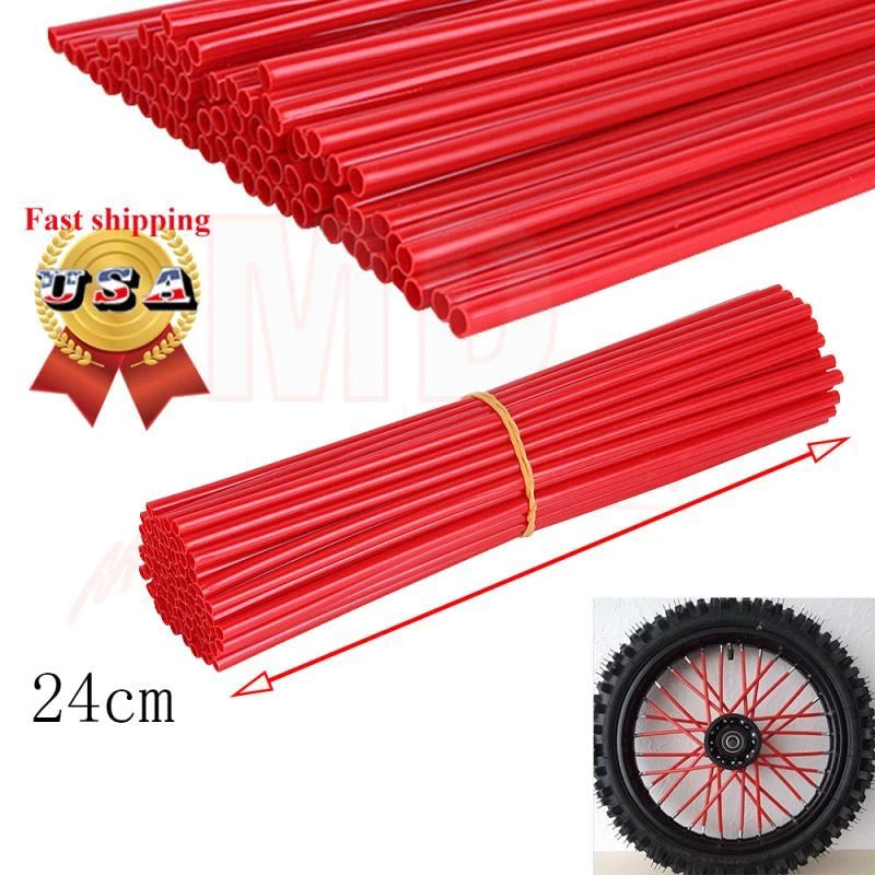 72X Wheel Spoke Wraps for Motorcycle Motocross Bike (Red)