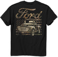 Ford Truck T-Shirt Black Camouflage American Flag Graphic (1949)