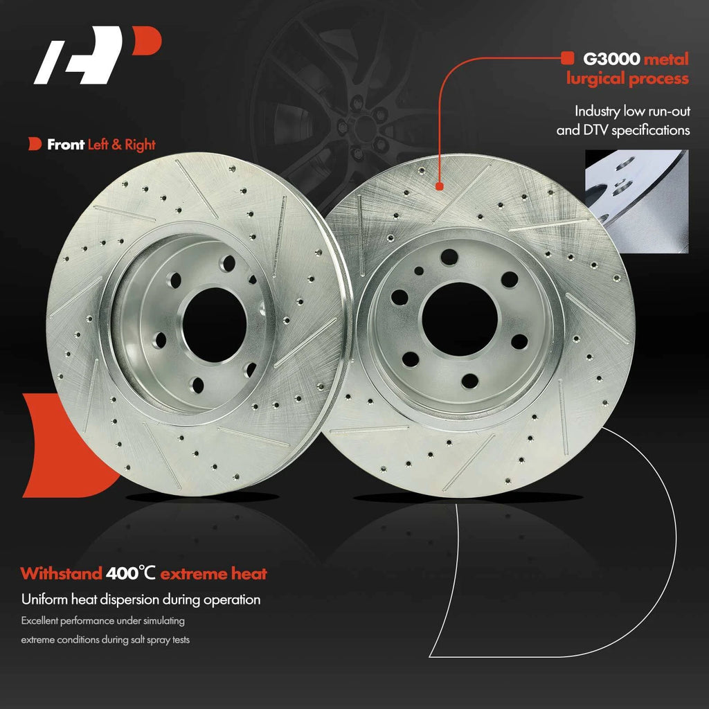 Front Side Drilled Brake Rotor & Ceramic Pad for Chevrolet Colorado (2015–2022)