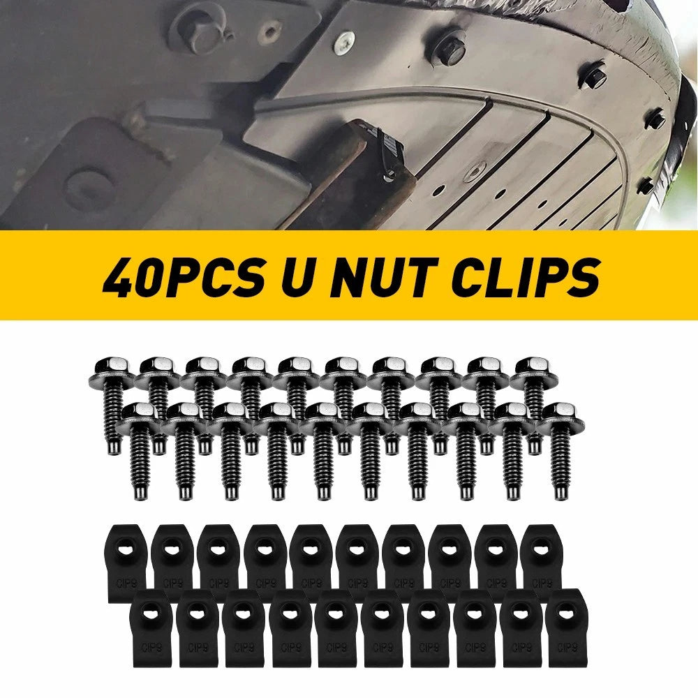 40x Body Bolts U-nut Clips for Ford Truck (5/16-18 x 1-3/16", 1/2" hex)