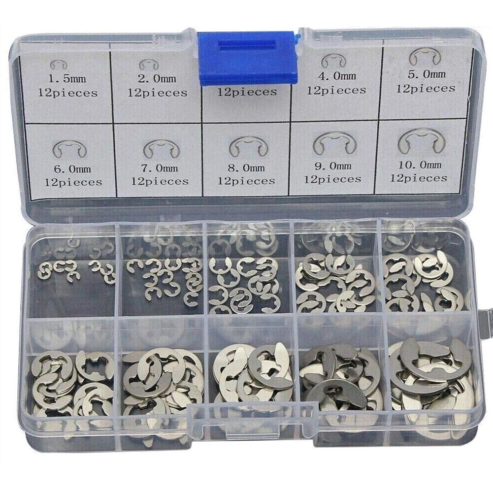 120 Clips C Circlips Retaining Ring Assorted Stainless Steel 1.5mm-10mm