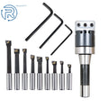 9 Piece Carbide Boring Bar Set with 2" Boring Head for R8 Shank