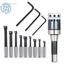 9 Piece Carbide Boring Bar Set with 2" Boring Head for R8 Shank