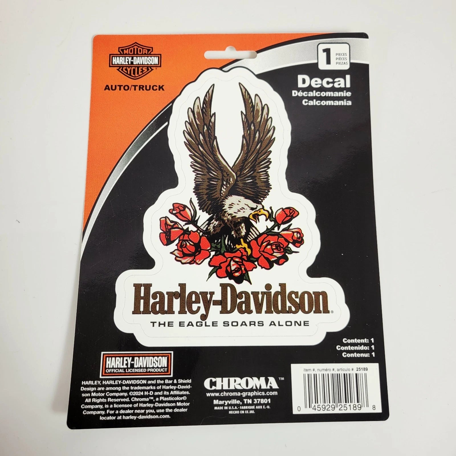 Pack of 2 Harley-Davidson Eagle with Roses Vinyl Decal Sticker CG25189