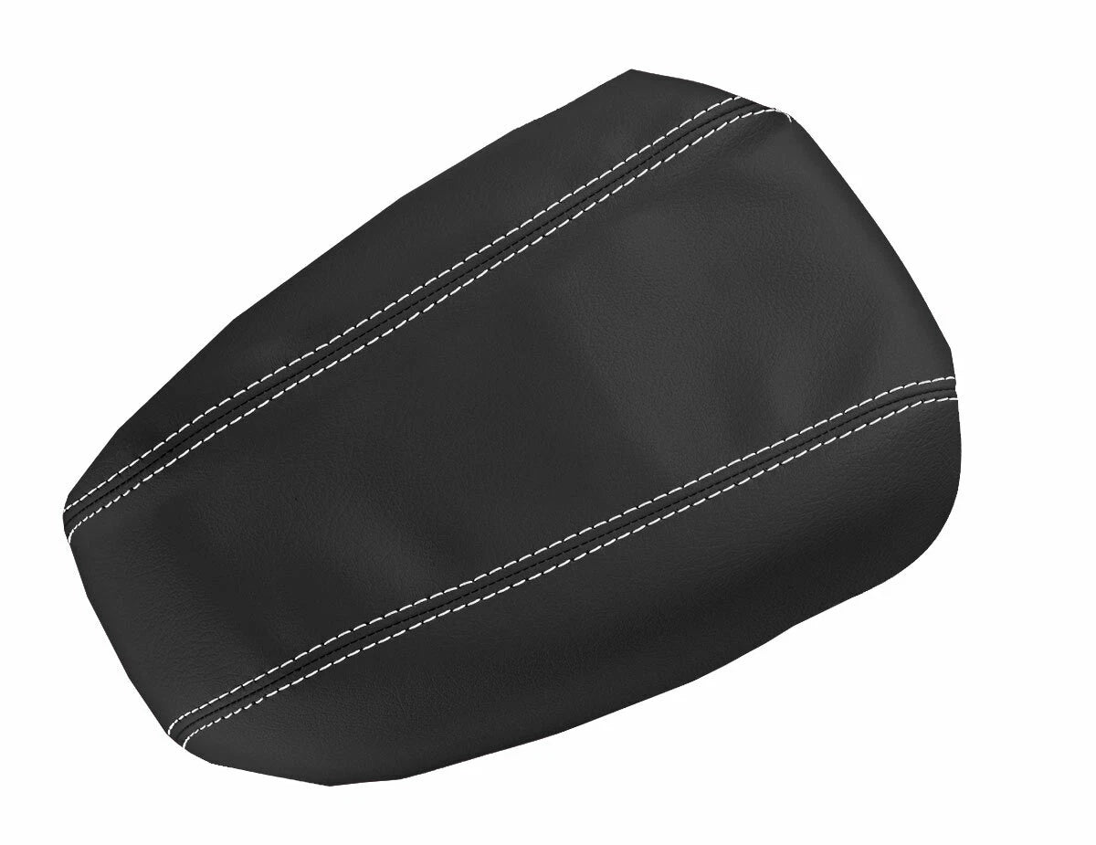 Leather Console Lid Armrest Cover for Kia Cadenza (2014–2016) White Stitch