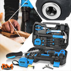 27-Piece Household Toolbox Set with Cordless Drill, Bits, Hammer, Screwdriver
