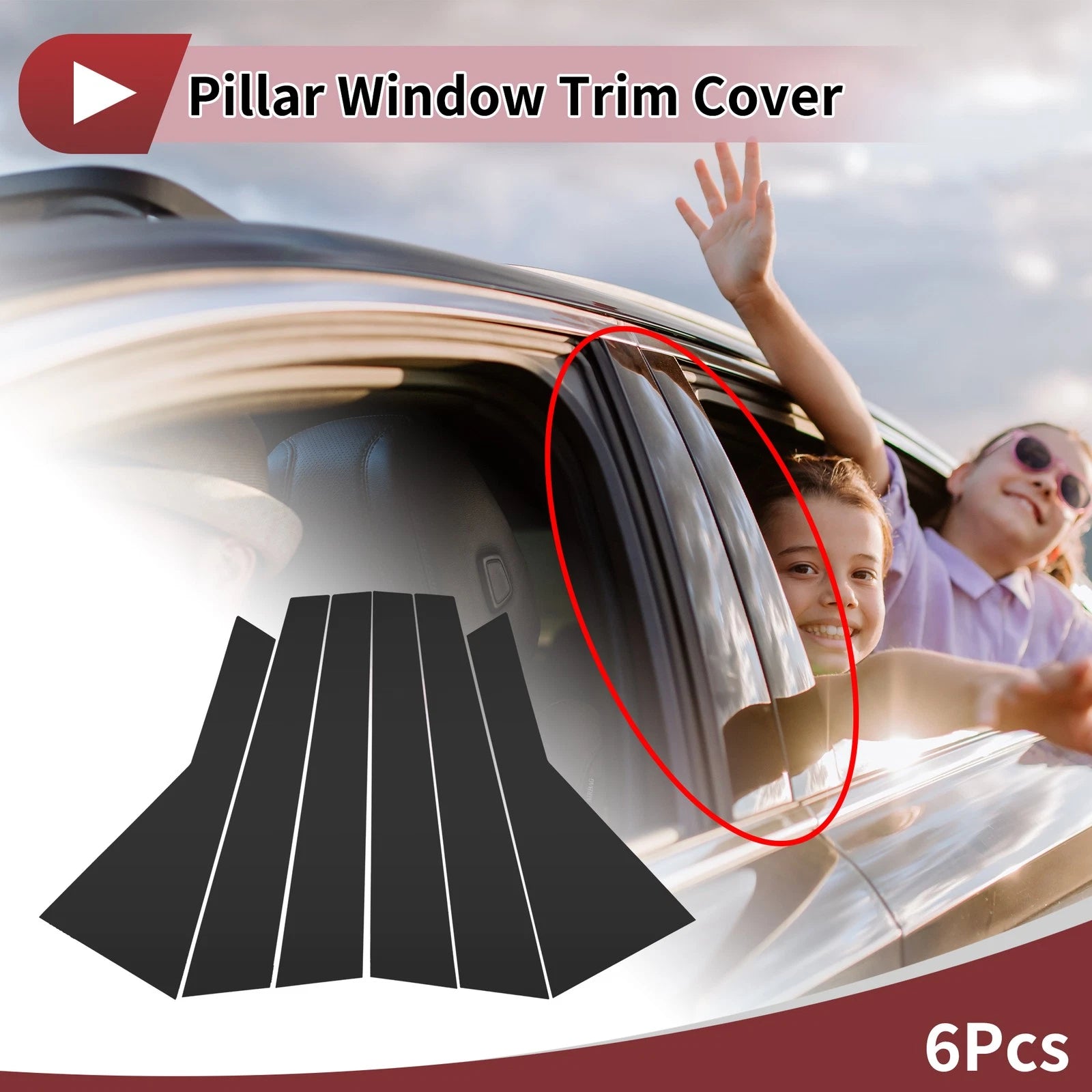 6 Pcs Door Pillar Window Trim for Audi Q7 (2016–2023) Black