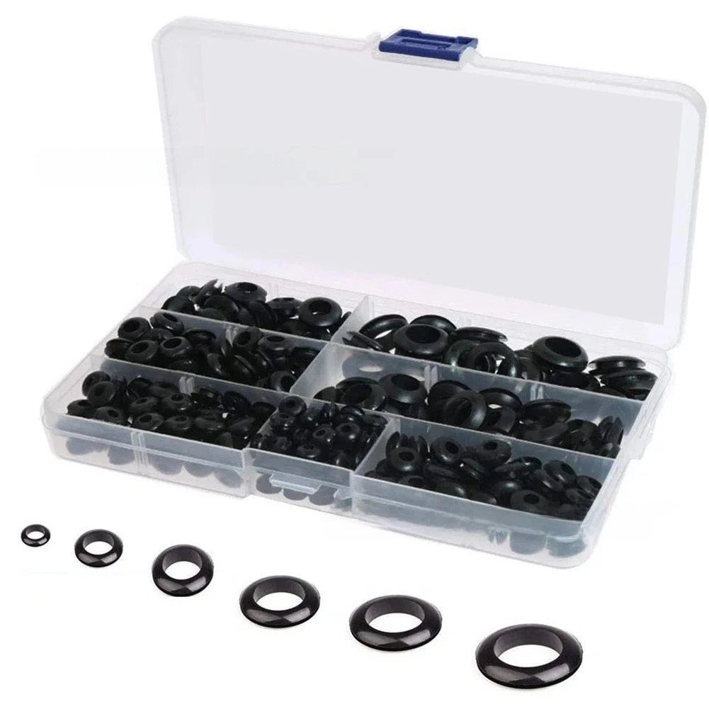 260pcs Black Rubber Grommet Kit for Auto RV Marine Wiring Protection