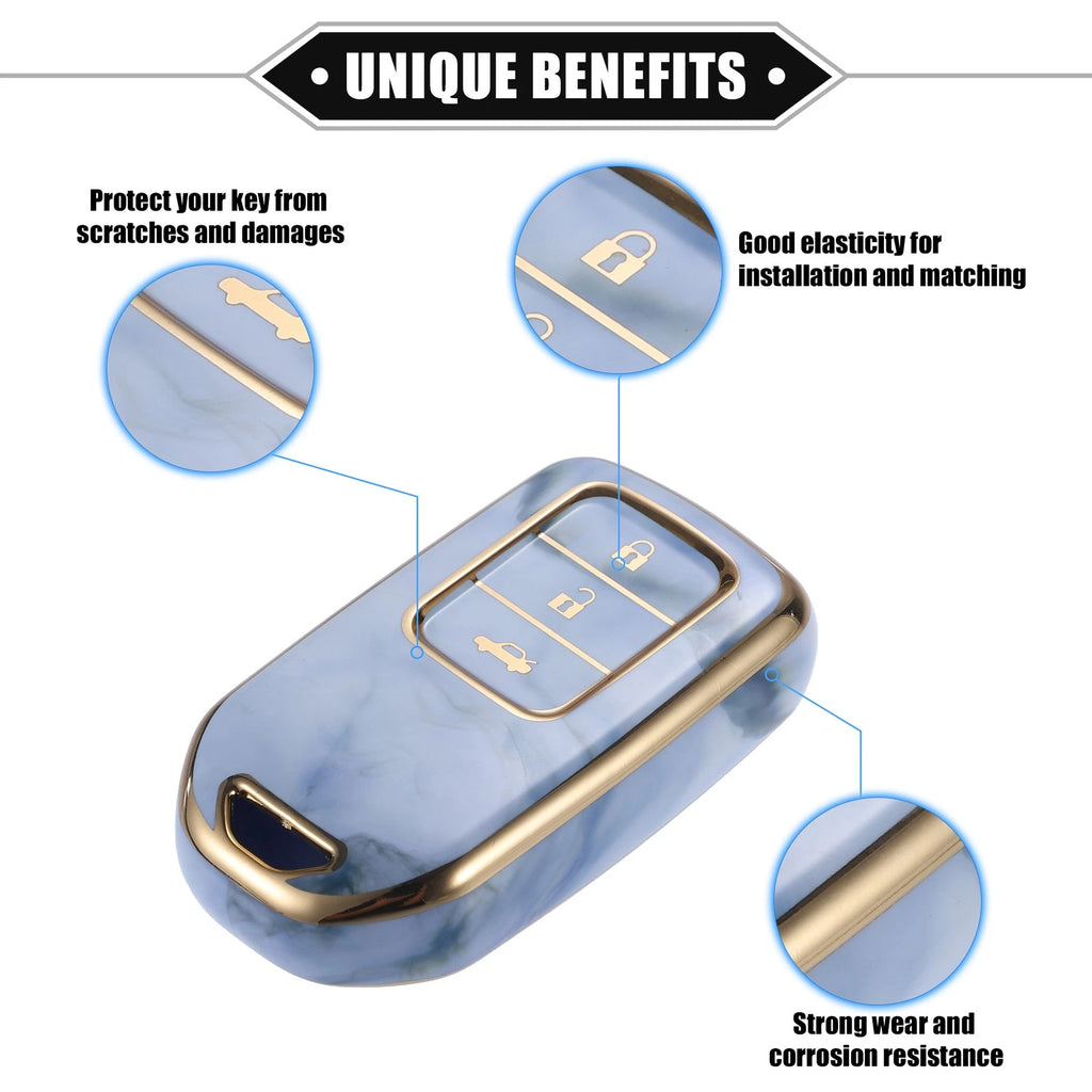 3X TPU Key Fob Cover Case for Honda CR-V, Civic (2014–2016) - Blue